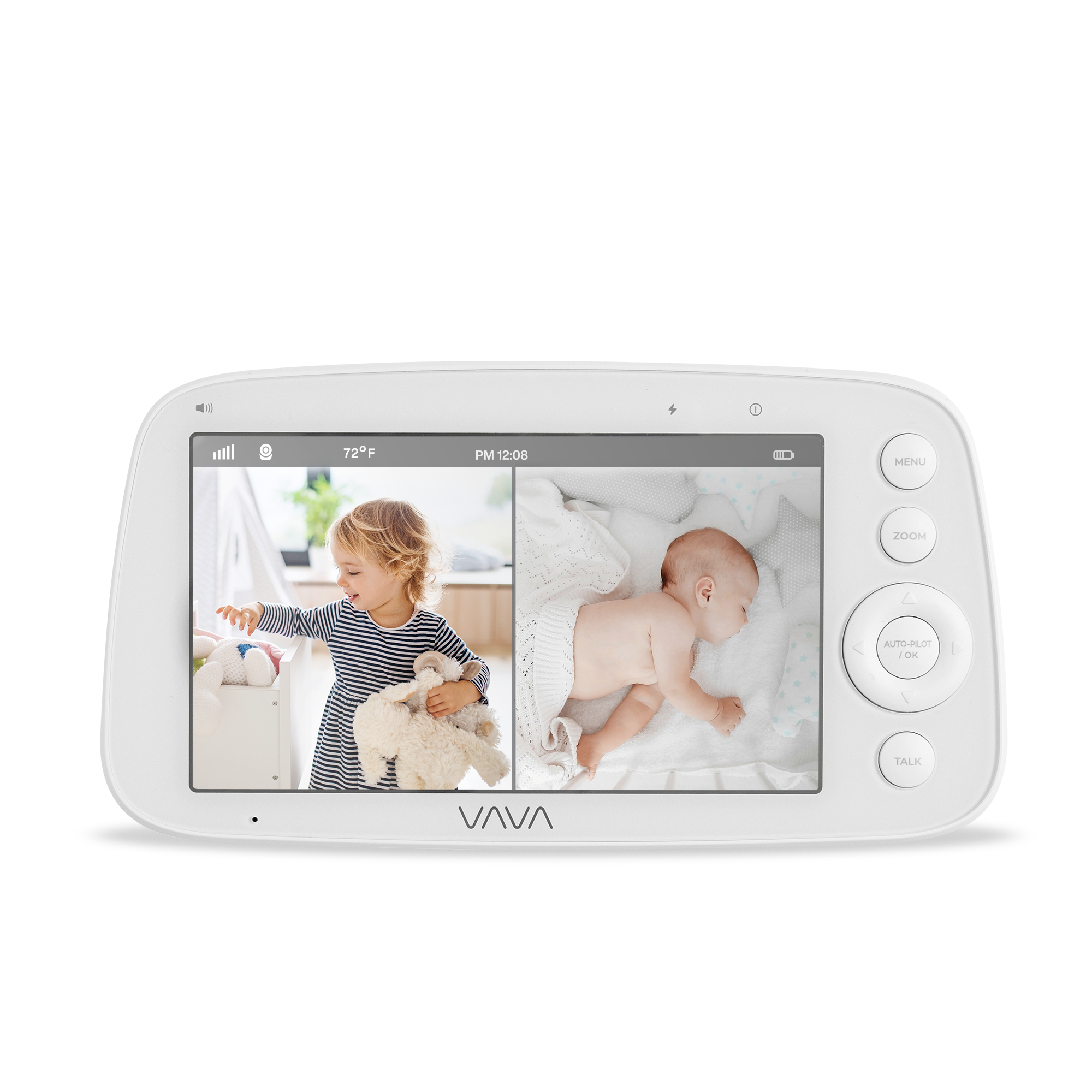 VAVA Baby Monitor Parent Unit with a sleeping baby on the screen