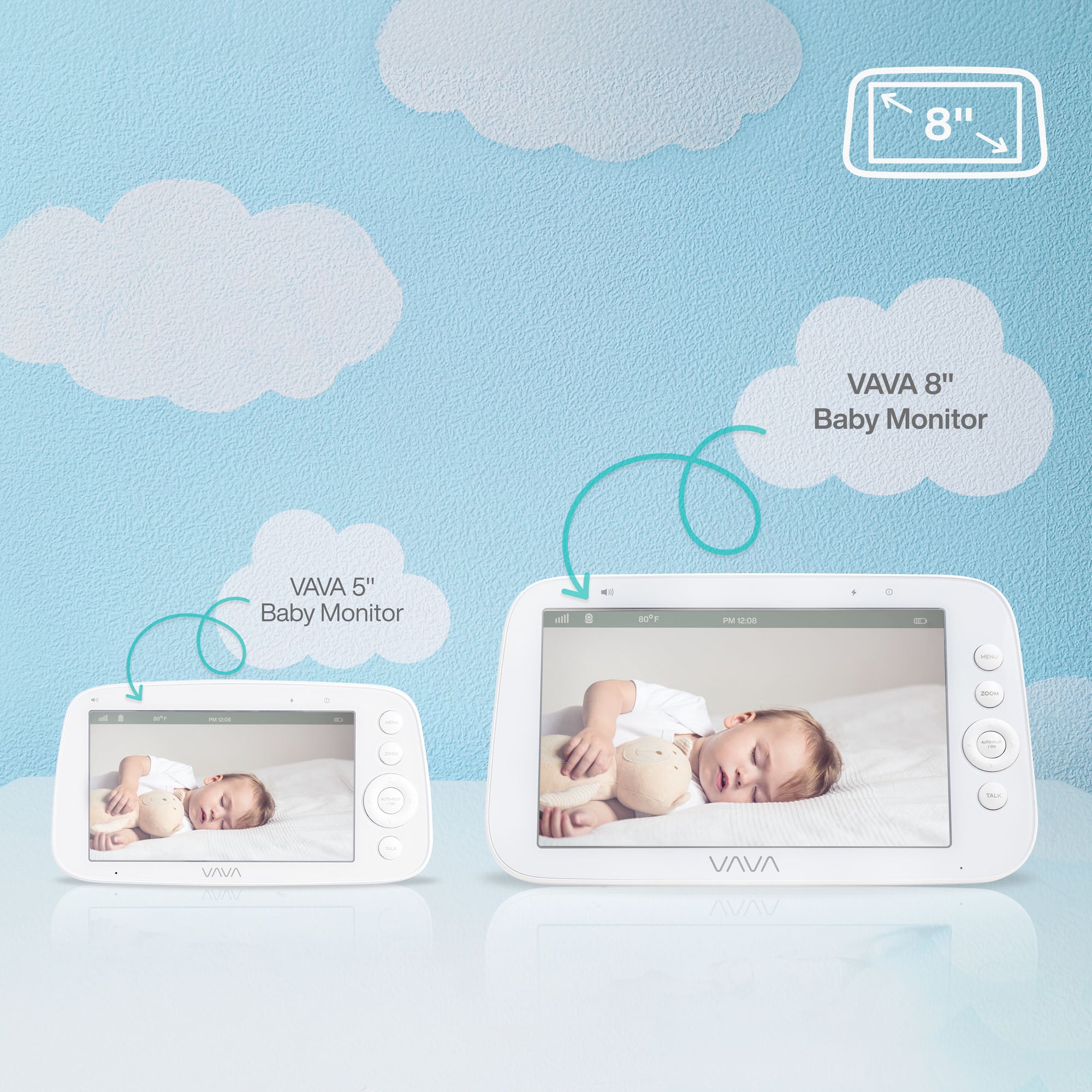 VAVA 8” 1080P Baby Monitor Parent Unit
