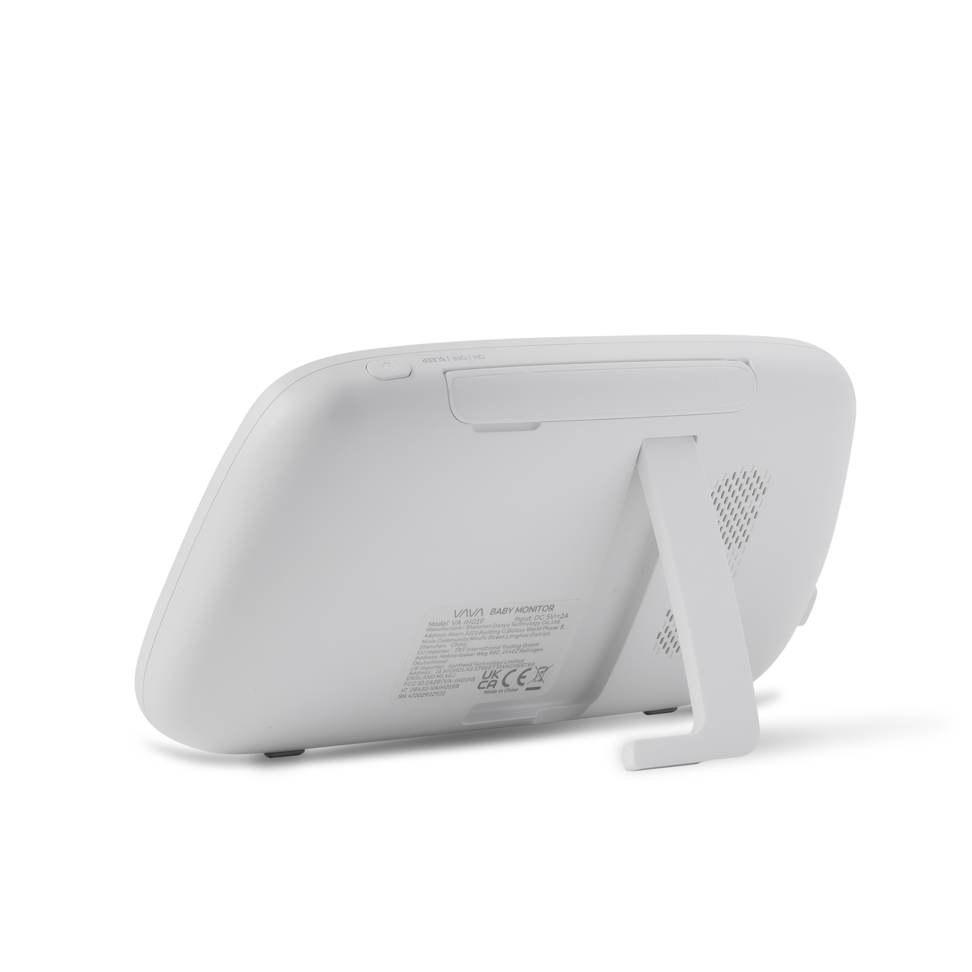 Back view of the VAVA Baby Monitor Parent Unit