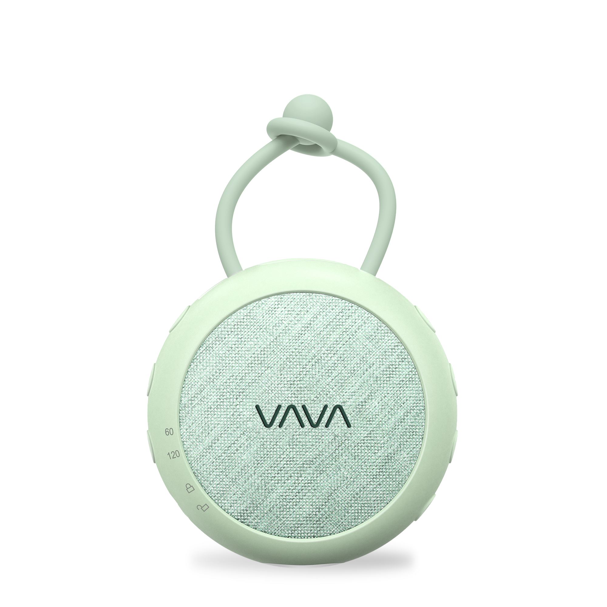 Green VAVA Twinkle Soother portable baby sound machine and nightlight, side view
