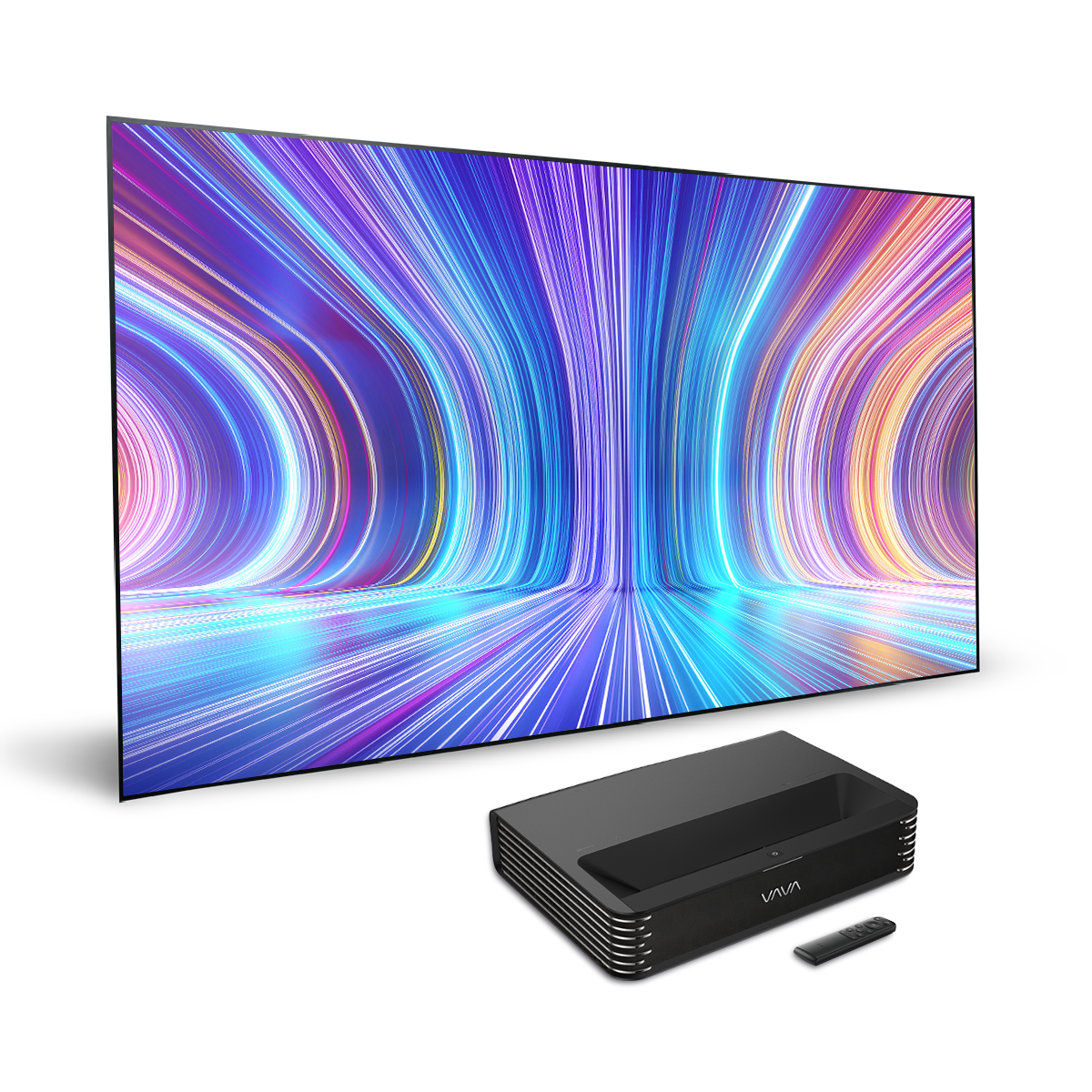 VAVA Chroma Bundle with VAVA ALR Screen Pro, VAVA chroma in black, and remote