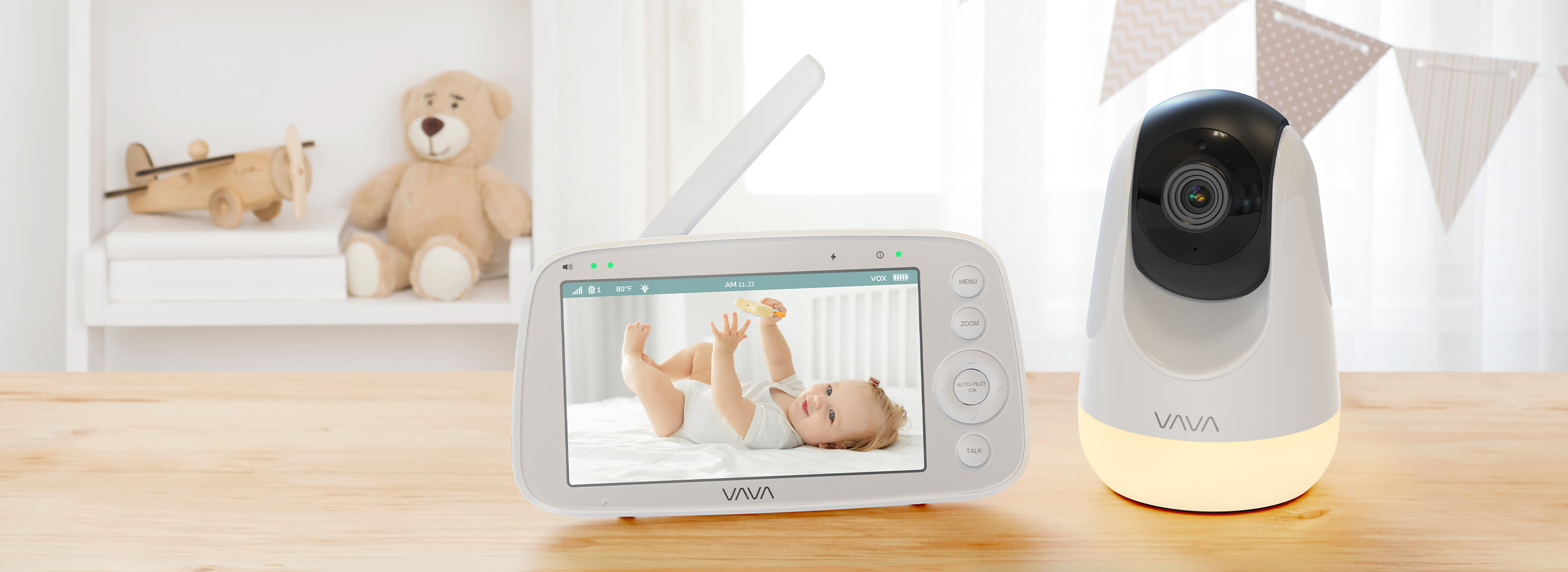 720p video baby monitor with night light