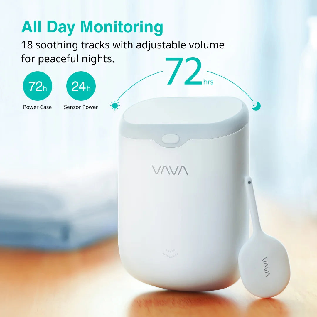 VAVA device with power case and sensor on a blurred background