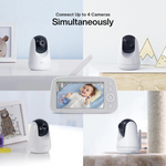 4 VAVA Baby Monitor Add-On Cameras surrounding a VAVA baby monitor