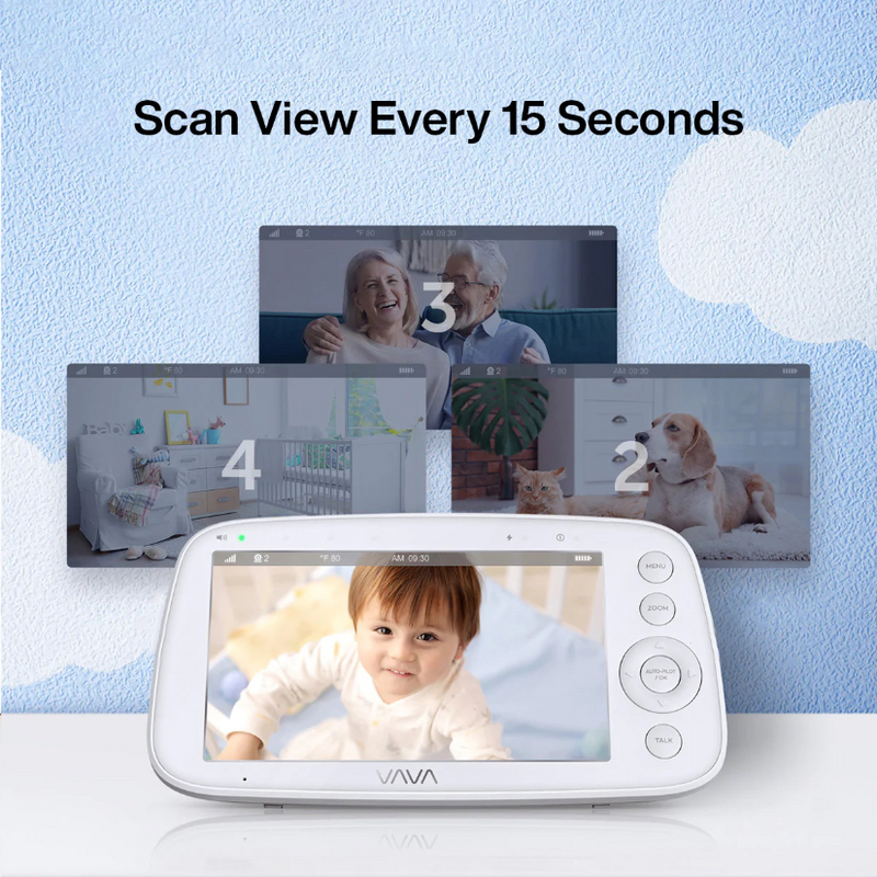 VAVA baby monitor depicting the scan view function