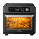 VAVA air fryer oven with a pizza and french fries cooking inside