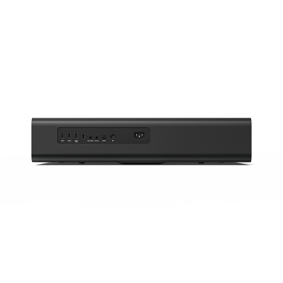 Full compatibility with multiple inputs and outputs on back of the VAVA Chroma triple laser projector, power plug, HDMI, USB
