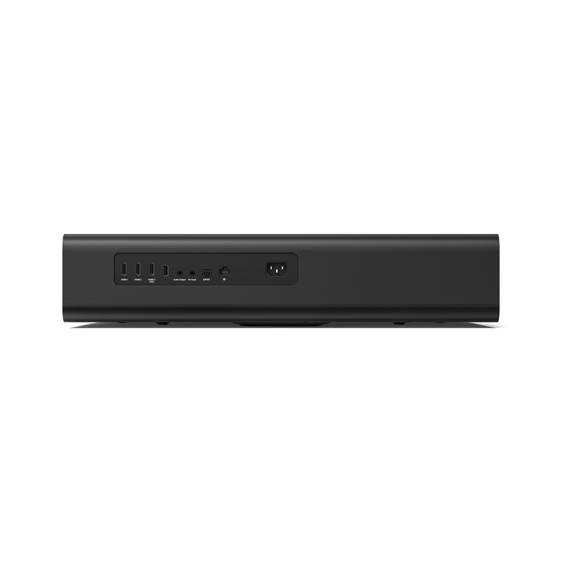 Full compatibility with multiple inputs and outputs on back of the VAVA Chroma triple laser projector, power plug, HDMI, USB
