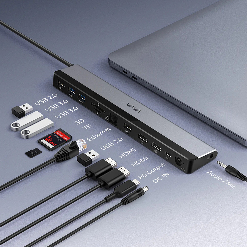 Utålelig Afskrække Voksen USB C Hub 12-in-1 Type with Dual 4K HDMI Ports -VAVA