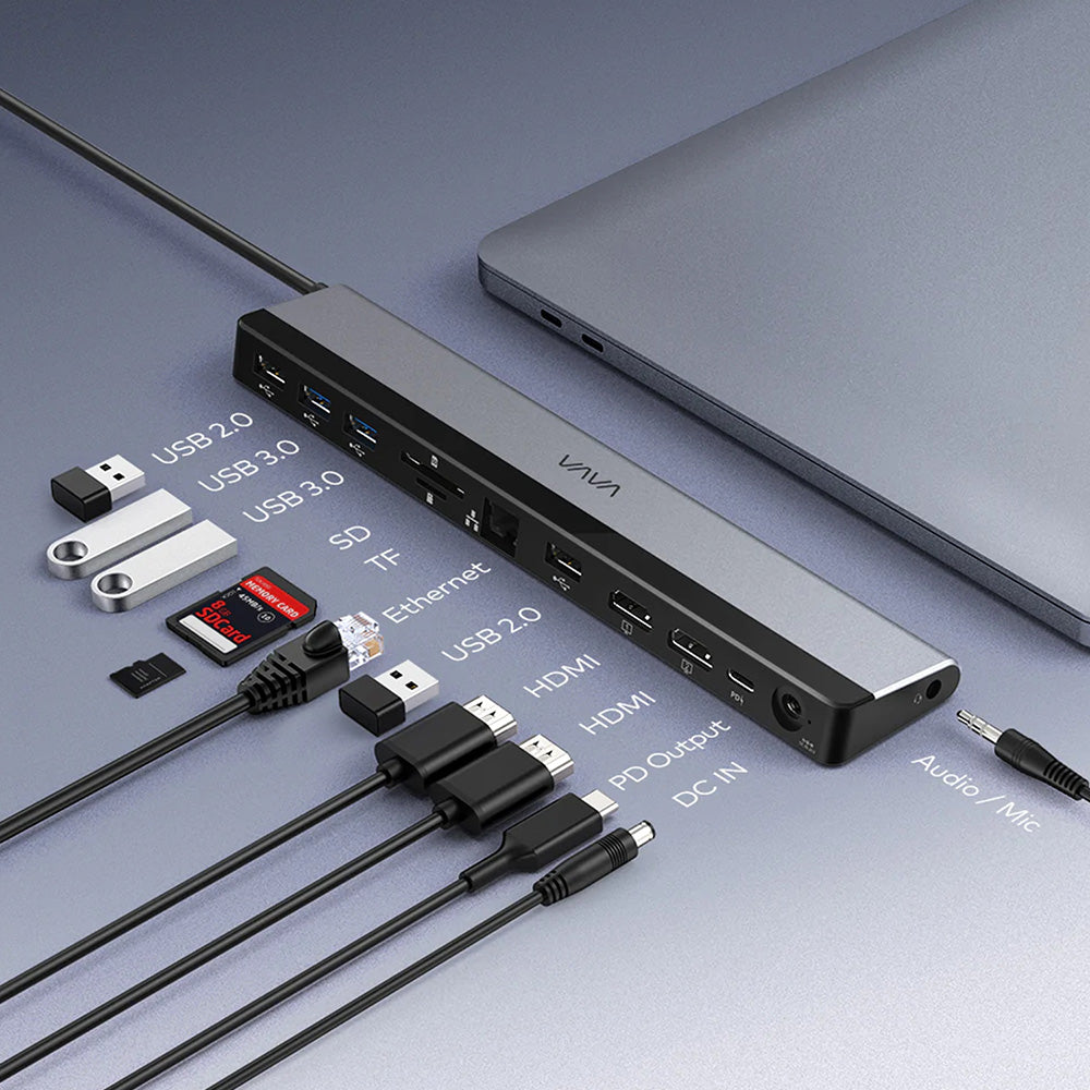 Tumult fællesskab Skrøbelig USB C Hub 12-in-1 Type with Dual 4K HDMI Ports -VAVA