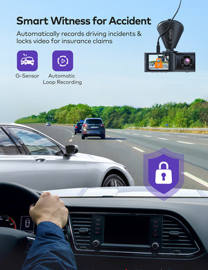 VAVA 2K Dual Dash Cam with the Smart Witness for Accident feature