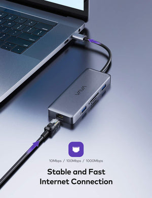 VAVA 8-in-1 USB-C Hub connected into a laptop computer