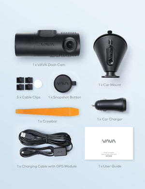 Components of VAVA 2K Front and Rear Dual Dash Cam
