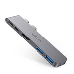 VAVA 5-in-2 USB-C Hub sideways view showing the 5 connection ports