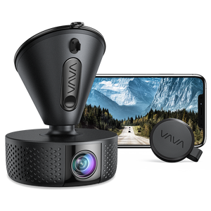 VAVA 4K UHD Dash Cam with a smartphone in the background