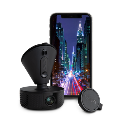 VAVA 1080P Dash Cam with a smartphone in the background