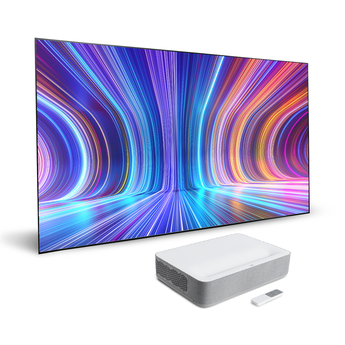 VAVA 4K Laser TV Bundle, including ALR screen pro, VAVA 4K laser projector, and projector remote
